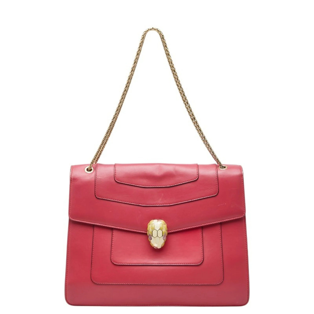 Bulgari Serpenti Forever Handbag, Pink Leather, Women's, BVLGARI